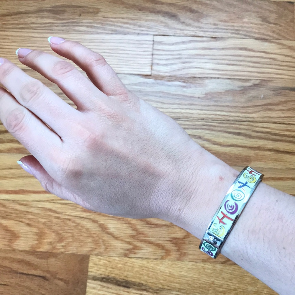 Sterling Silver and enamel Coach bangle